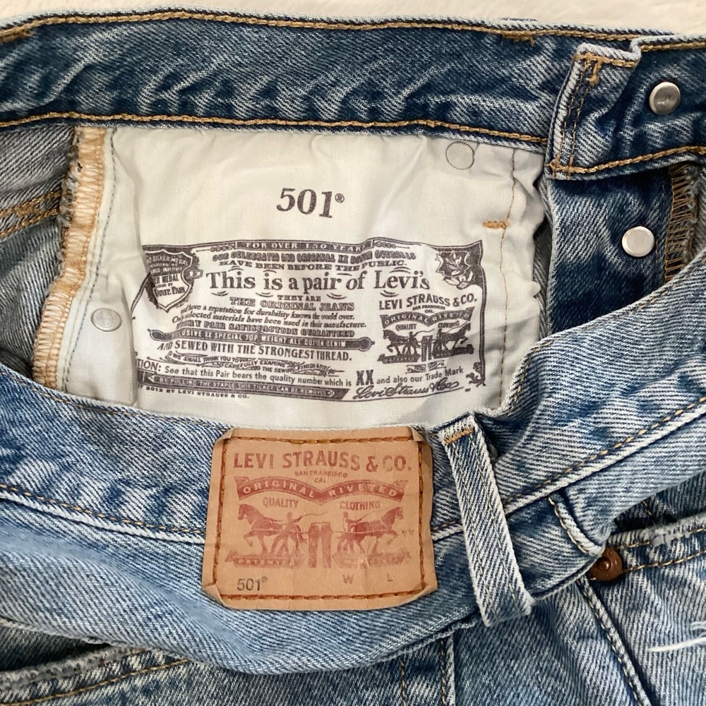 Levi’s 501 W27 (US 4/5) Denim Women’s Shorts High Rise Distressed 56327-0321 - Picture 7 of 11